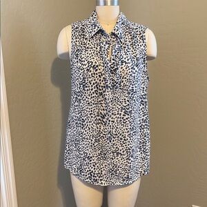 CAbi Sleeveless Blue and White Blouse